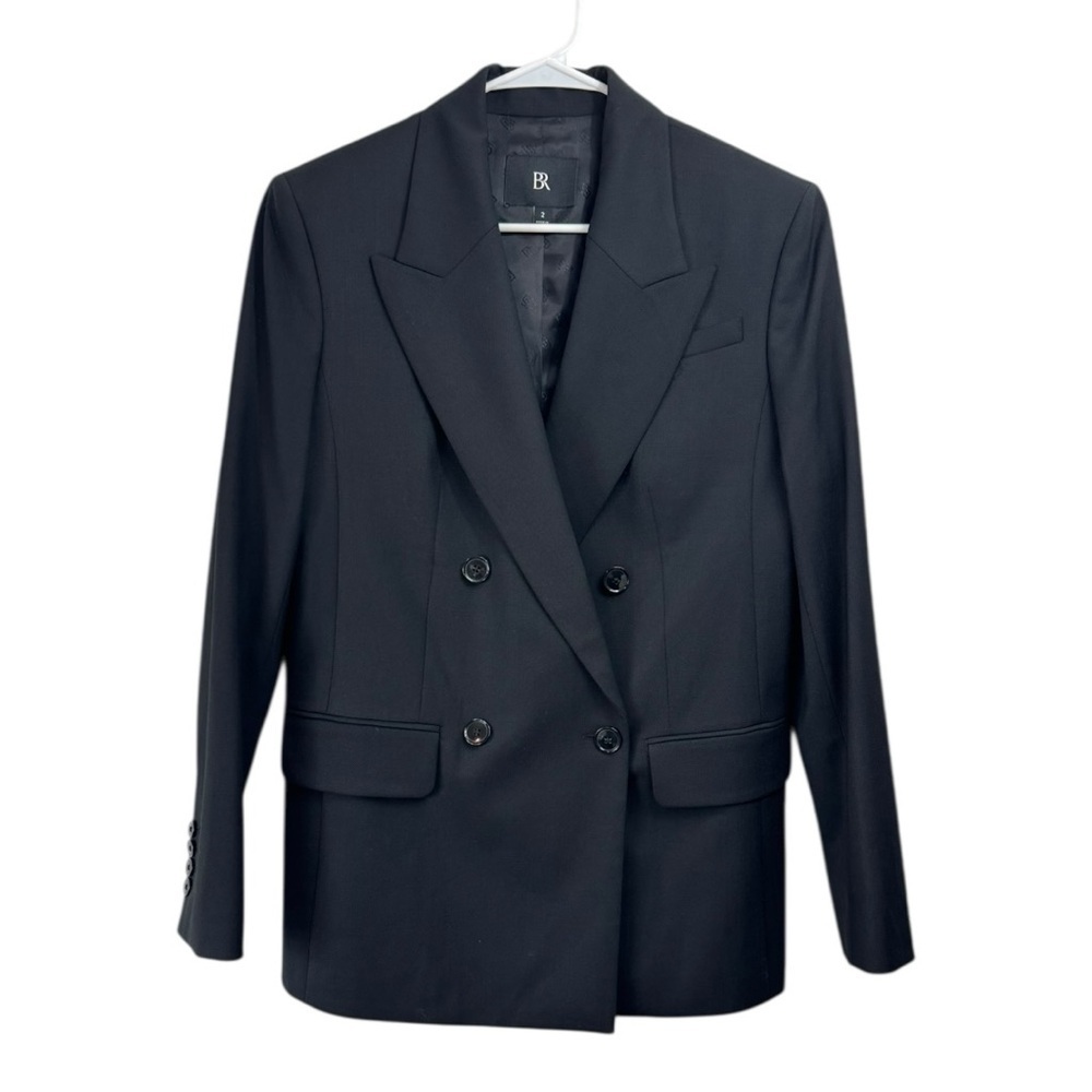 NWOT Banana Rebuplic Size 2 Oversized Fabbrica Alta Mazotto Blazer Black Wool